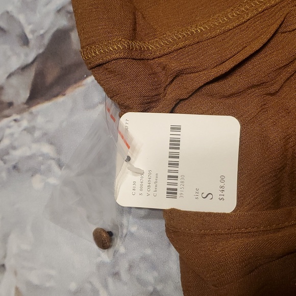 NWT Free People Pretty Pineapple Embroidered Dress S Brown Floral Boho V Neck - Picture 13 of 16